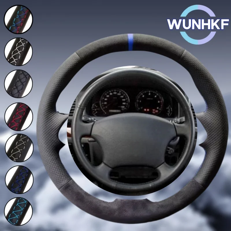 Custom DIY Car Steering Wheel Braid Cover For Toyota Land Cruiser Prado 1996-2002 Suede Leather Steering Wrap Accessories