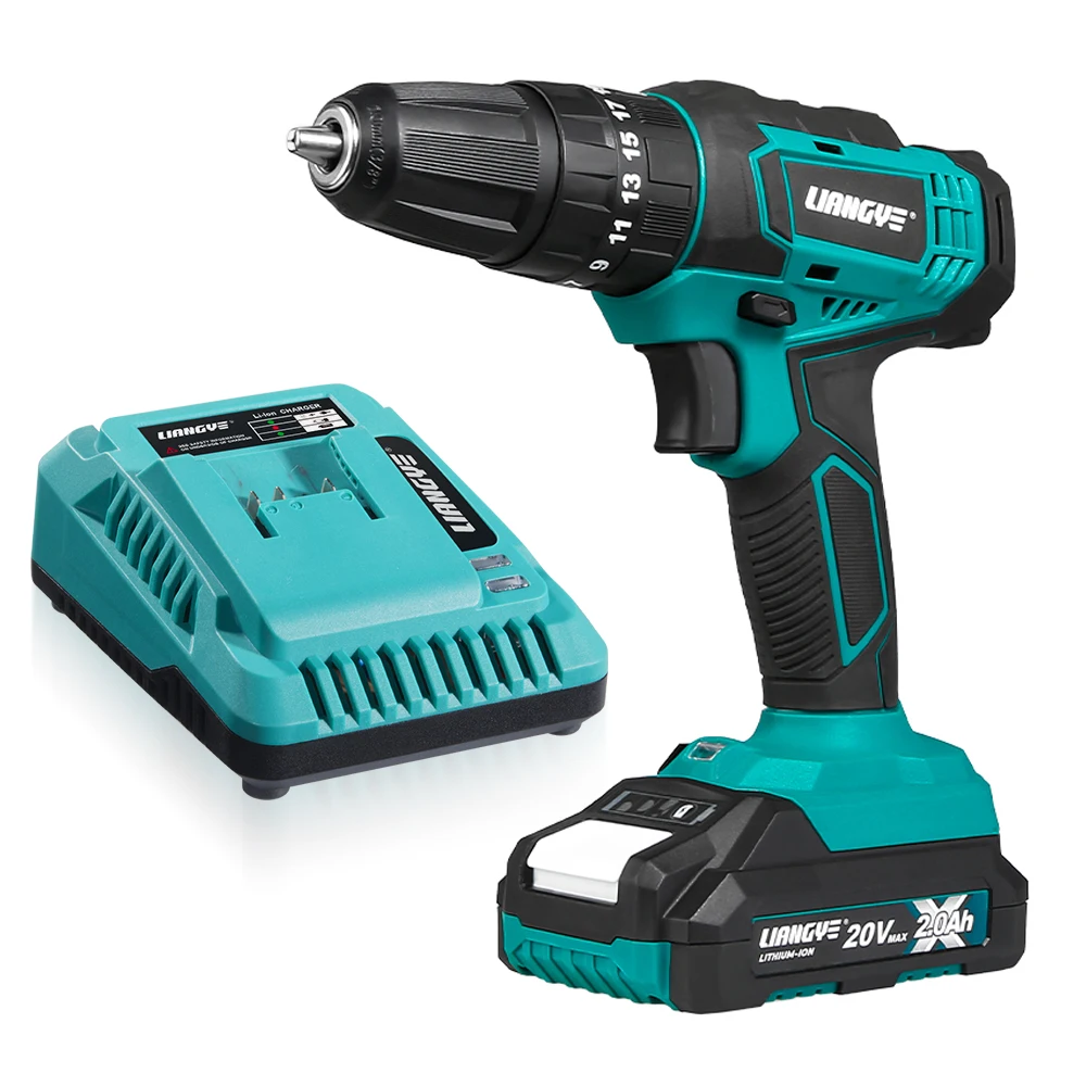

LCD787-2SC 20V Rechargeable Lithium Battery Operated Wireless 3/8-Inch Keyless Chuck Electric Drill Set With Battery And Charger