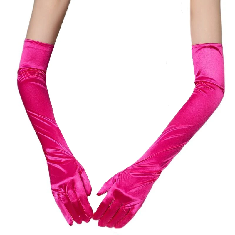 55 سنتيمتر مقطع طويل الساتان مرونة عالية الصلبة هالوين مثير القطب الرقص مساء فستان آداب اكسسوارات محرك تأثيري قفازات