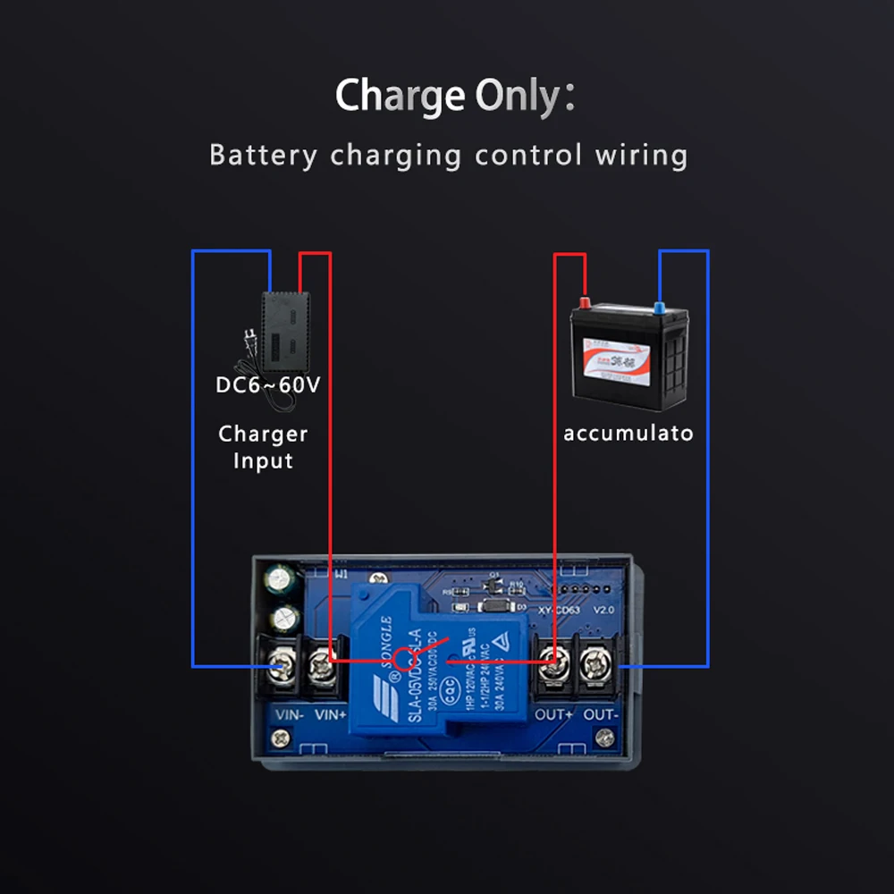 XY-CD63 DC 6-60V 30A Chargeur de Batterie Déchargeur Contrôleur Tech Full Power Off Sous Tension Protecteur de Perte de Puissance Affichage LED