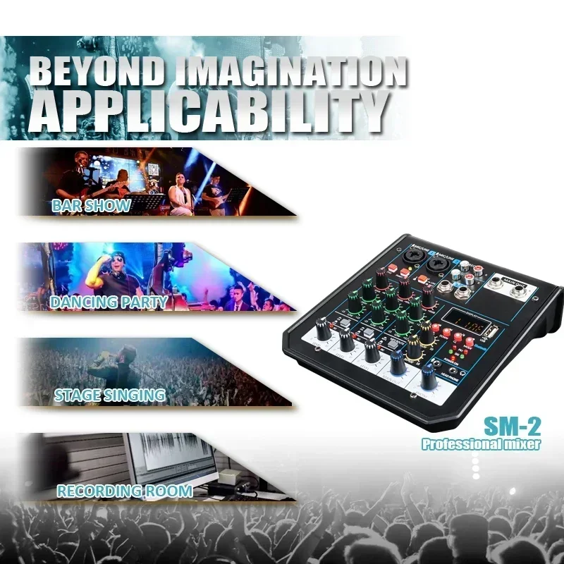 

4 channel Mixer Audio Outdoor Conference Audio USB Bluetooth Reverb Audio processor Sing Live with Sound Card Sound Mixer