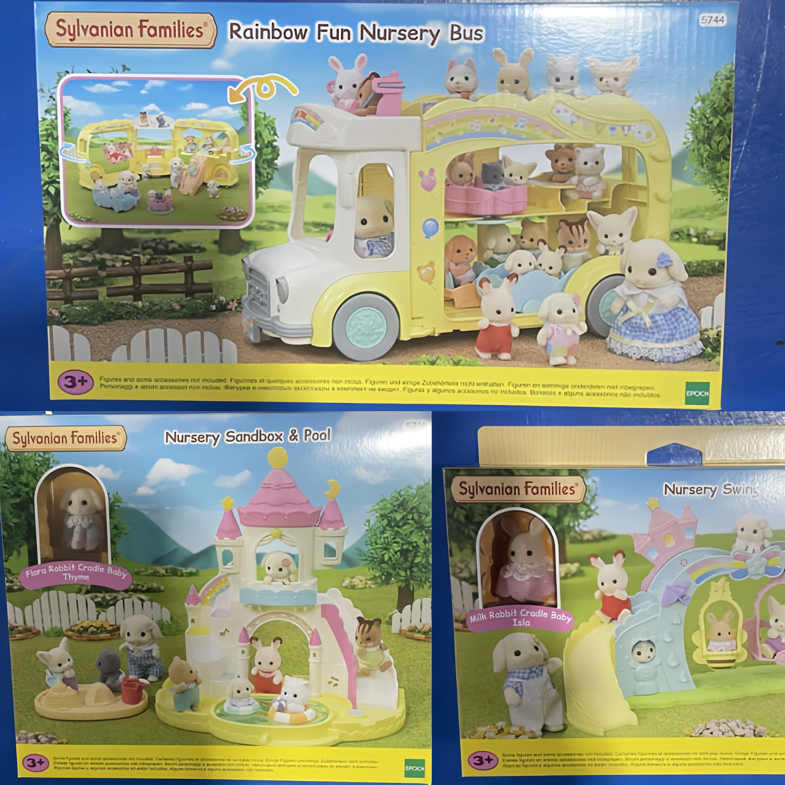 

Sylvanian Families Kindergarten Series Bus Swing Sand Table And Pool Flora Rabbit Girl Play Toy Christmas Gifts