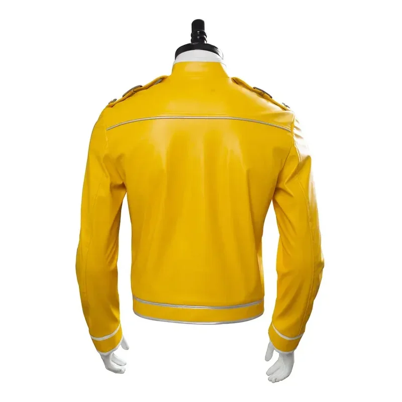 2025 جديد الملكة الرصاص غناء فريدي ميركوري تأثيري أنيمي زي للكبار الرجال سترة صفراء معطف هالوين كرنفال جزء QIQ31