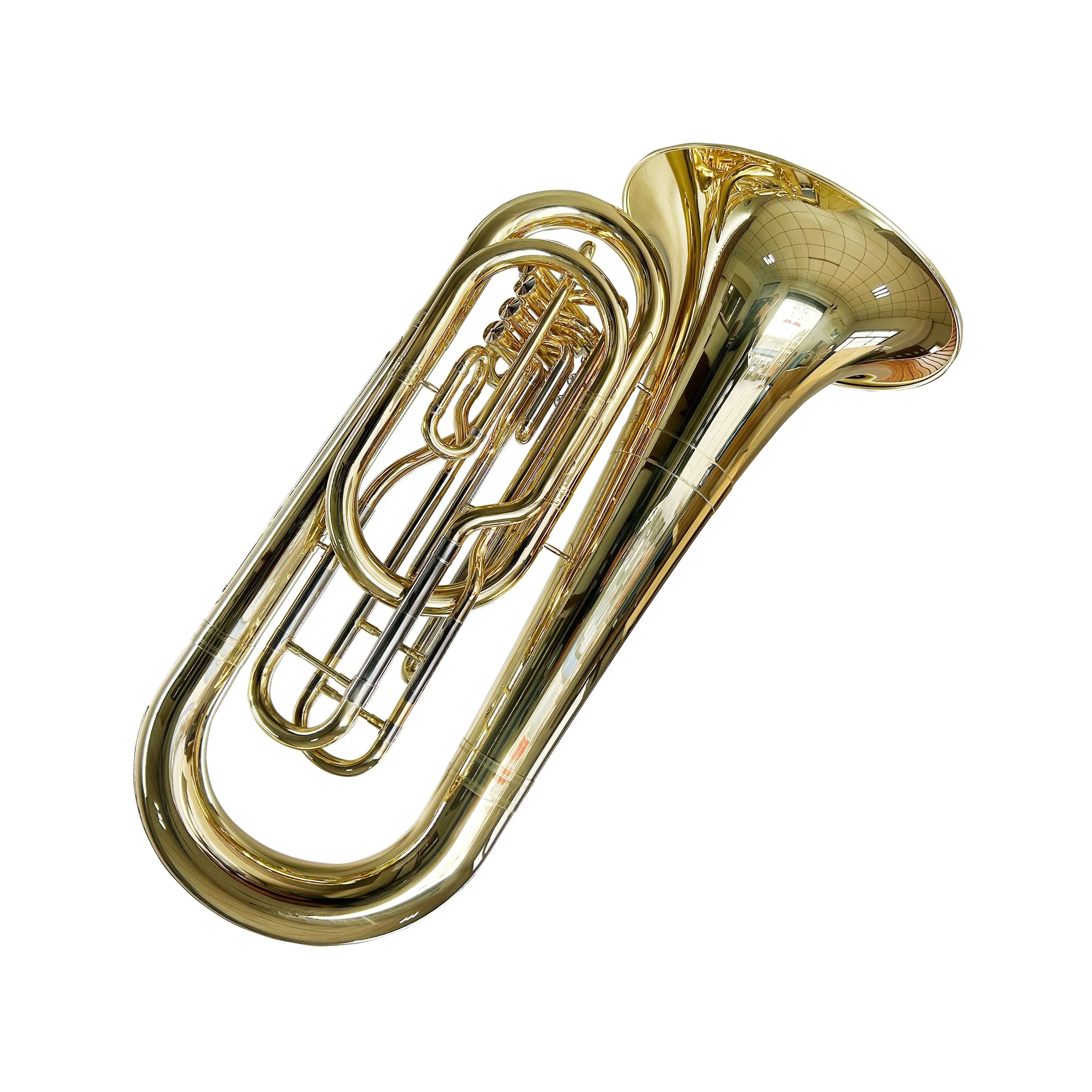 Bb Gold 4 Rotary Pistons Marching Instrument Tuba JYTU0752