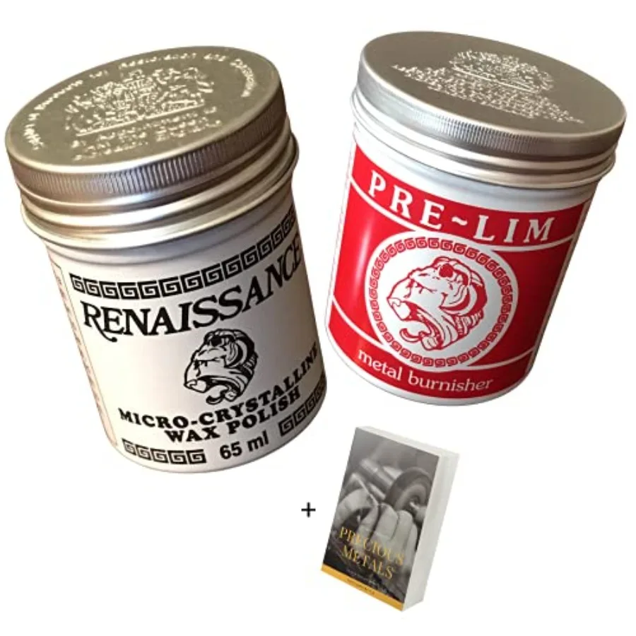 

R e n a i s s a n c e Wax Polish and Pre Lim Surface Cleaner Set - 65ml Jewelry Cleaner Restoration of Silver Gold Brass Copper