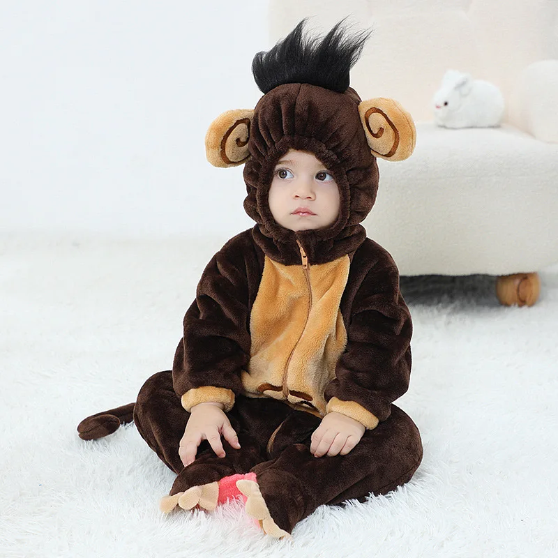 Funny Monkey Onesie Baby Clothing Animal Kigurumi  Newborn Cartoon Pajamas Baby Jumpsuit Infant Halloween Cosplay Costume