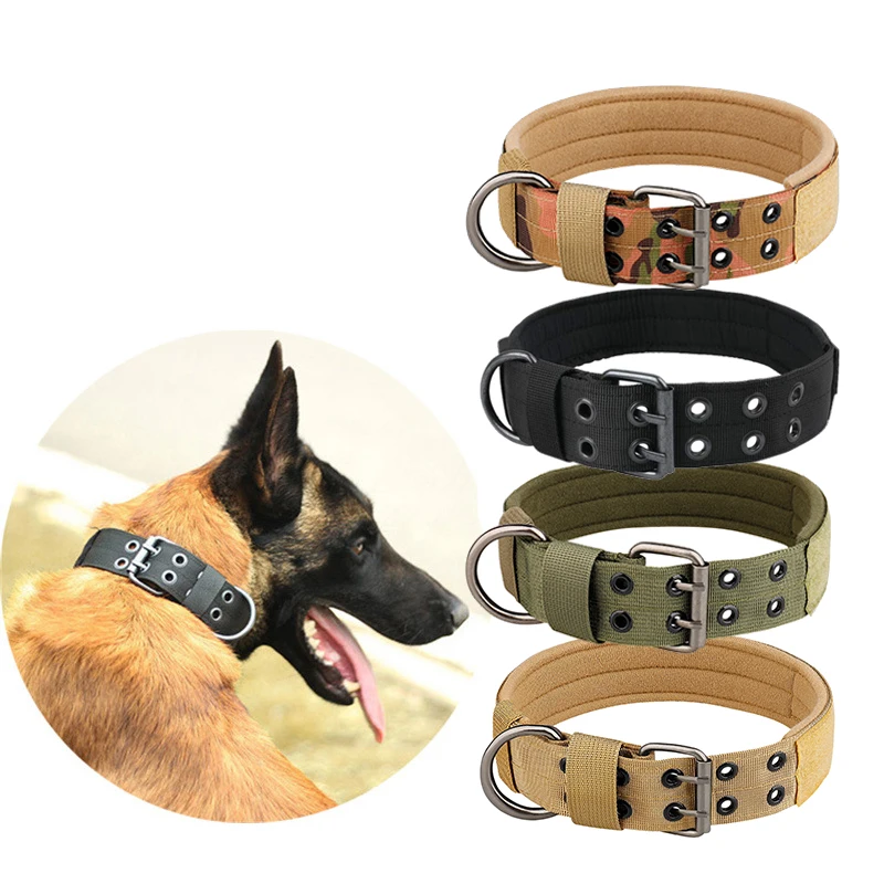 Collar táctico de nailon para perros medianos y grandes, ajustable y duradero, adecuado para perros medianos y grandes, 1 unidad