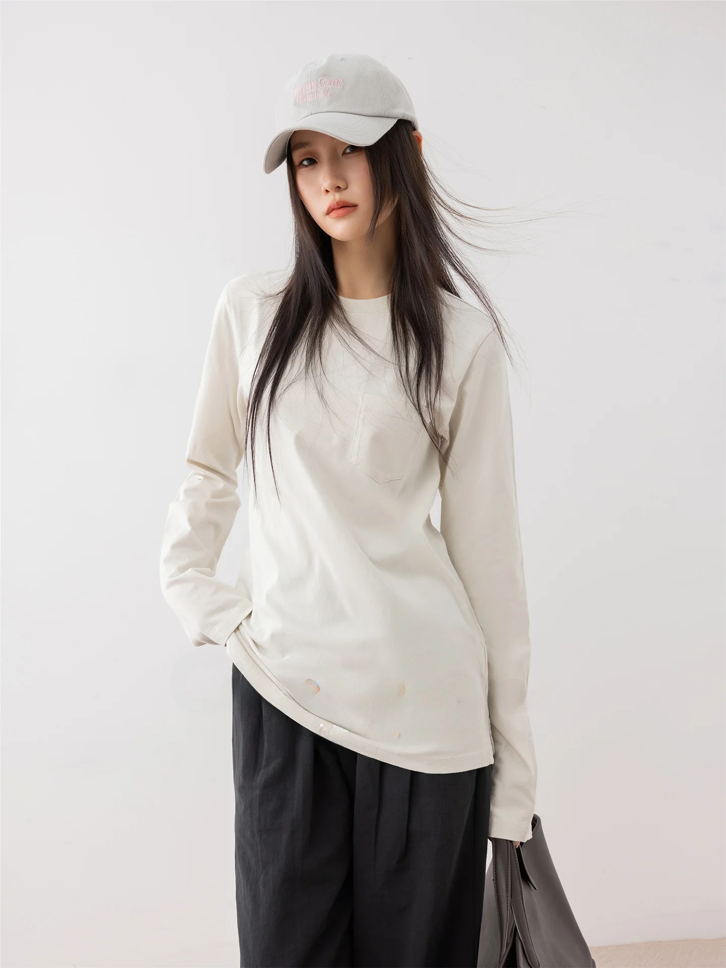 

Женская футболка Zone Long Sleeve с круглым вырезом, 100% хлопок, повседневная, весна-осень, комфортная, дышащая, мягкая, цветная хлопковая футболка