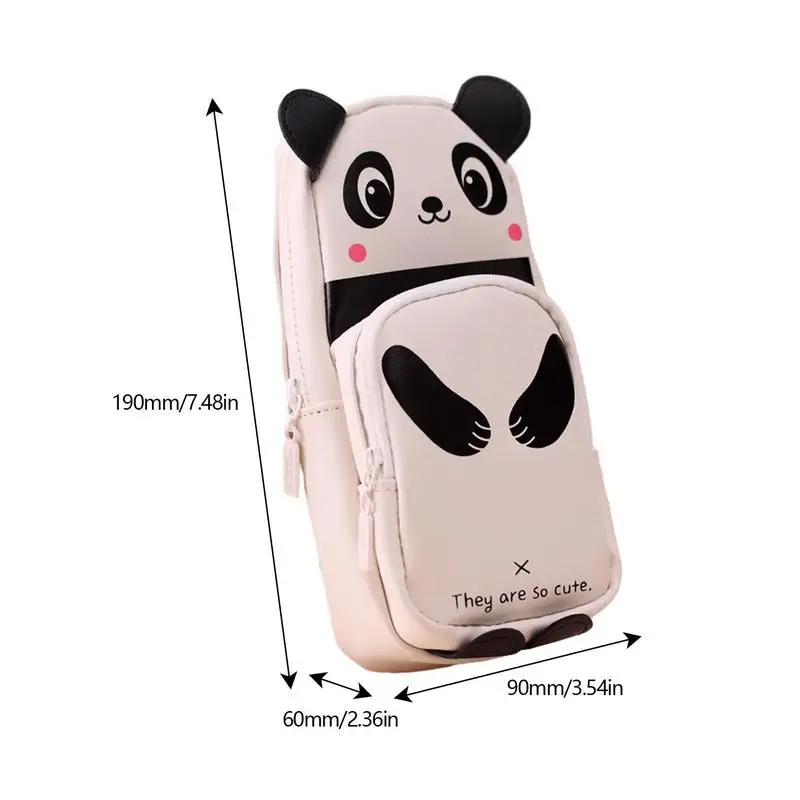 Pencil Case Pouch Large Panda Stationery Cosmetics Storage Bag Makeup Organization Bag With 2 Compartment Stationery Organizer