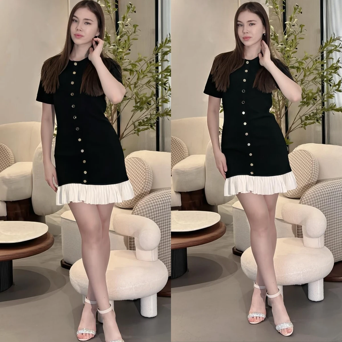 Abito da sera formale personalizzato con girocollo dritto e maniche corte. Abiti da occasione delicati su misura. Abito da festa elegante alla moda