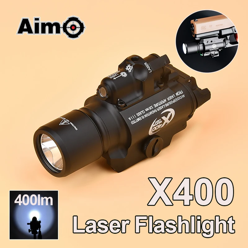 WADSN Tactical SF Surefir X400 Ultra X400U Pistol Airsoft Flashlight Weapon Light Red Green Dot Aiming SF X400 Rifle Torch Lamp