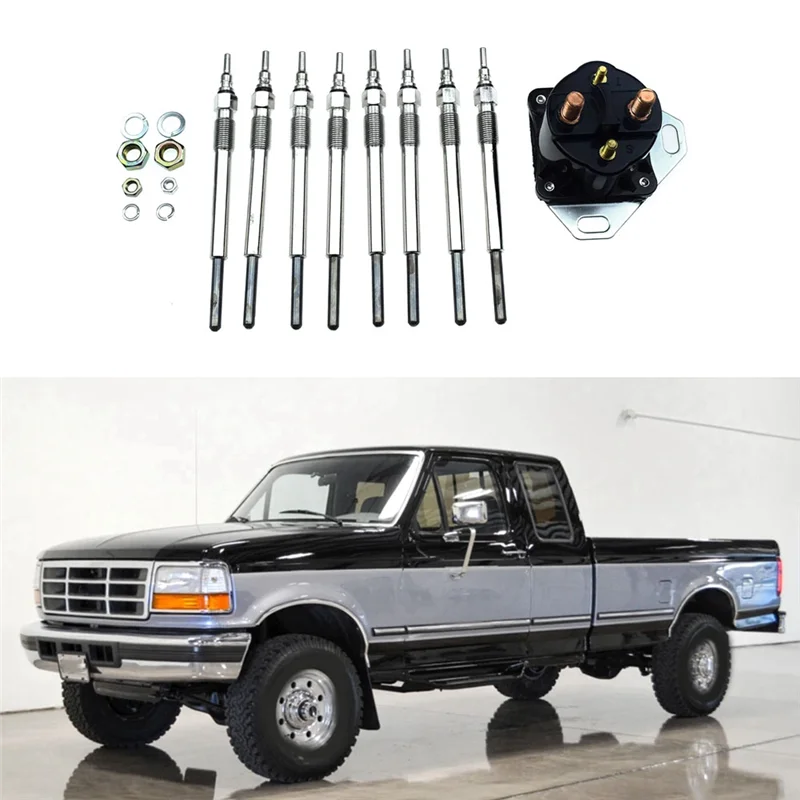 Durable-9Pcs For Ford E F Series 7.3L Spare Parts Power Stroke Diesel Pickup Relay Solenoid & Glow Plugs F81Z-12B533-AC K-12B533