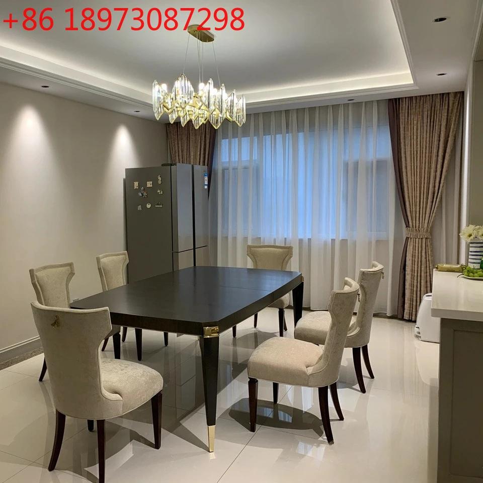 

Американский светлый роскошный обеденный стол из цельного дерева, европейская современная простота