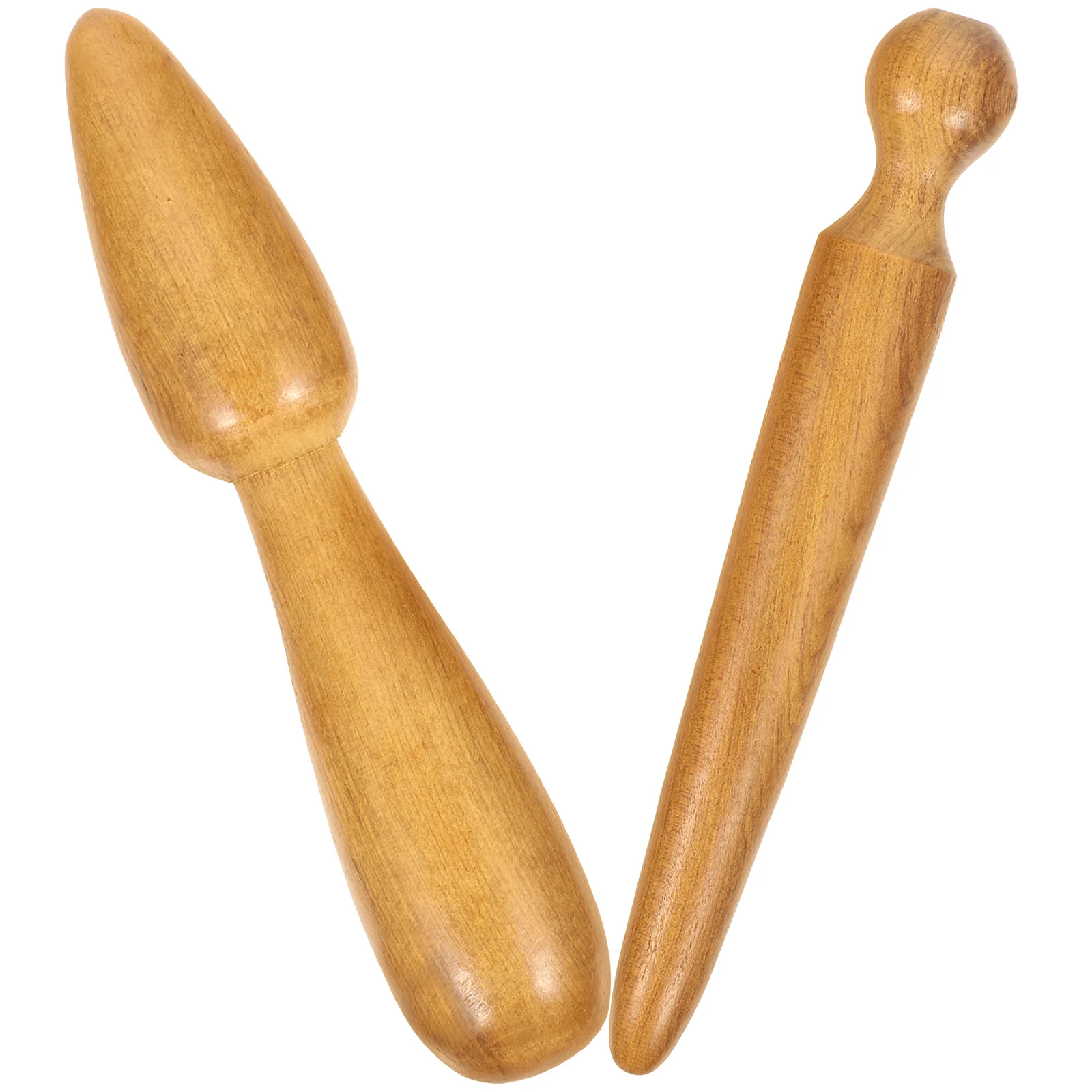 2 Pcs Foot Massagers Acupressure Stick Tools Rod Neck and Shoulders Wooden Equipment Light Brown Practical