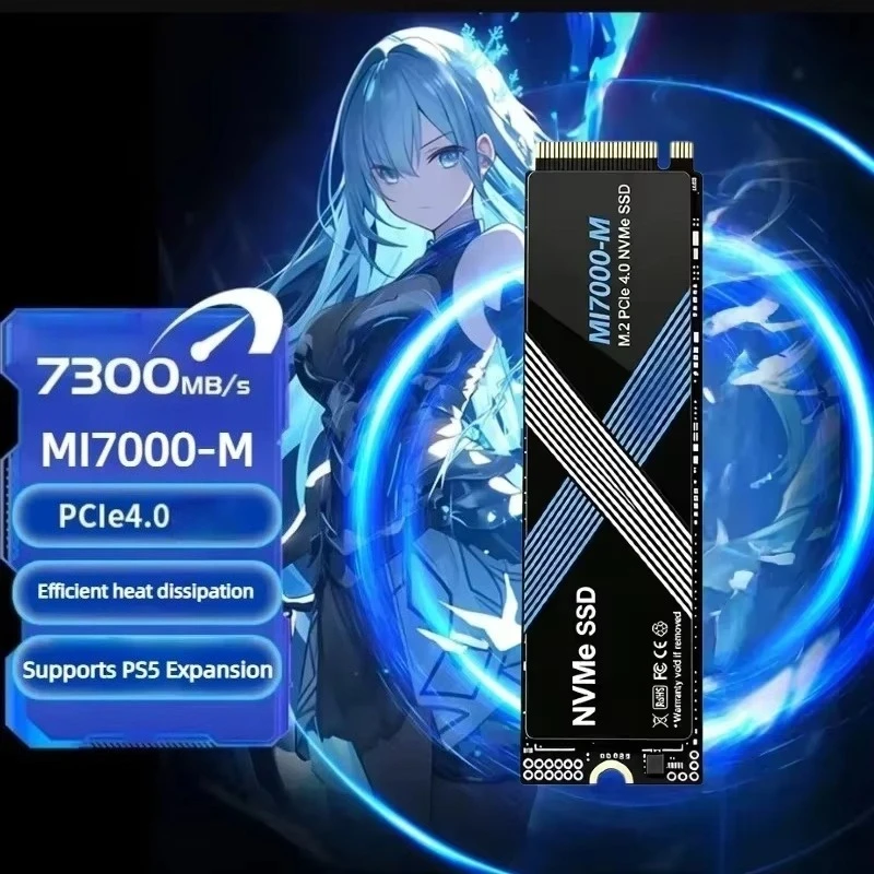 MI7000-M M.2 SSD Hard Disk, 500GB 1TB 2TB 4TB, 7300MB/s NVMe M2 SSD, PCIe 4.0 Internal Solid State Drive, For Laptop Desktop PC.