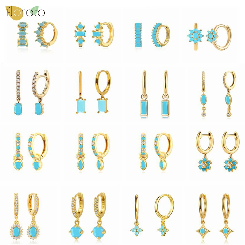 

925 Sterling Silver Ear Needle Fashionable Hoop Earrings Niche Design Blue Zircon High-end for Women earrings Exquisite Jewelry
