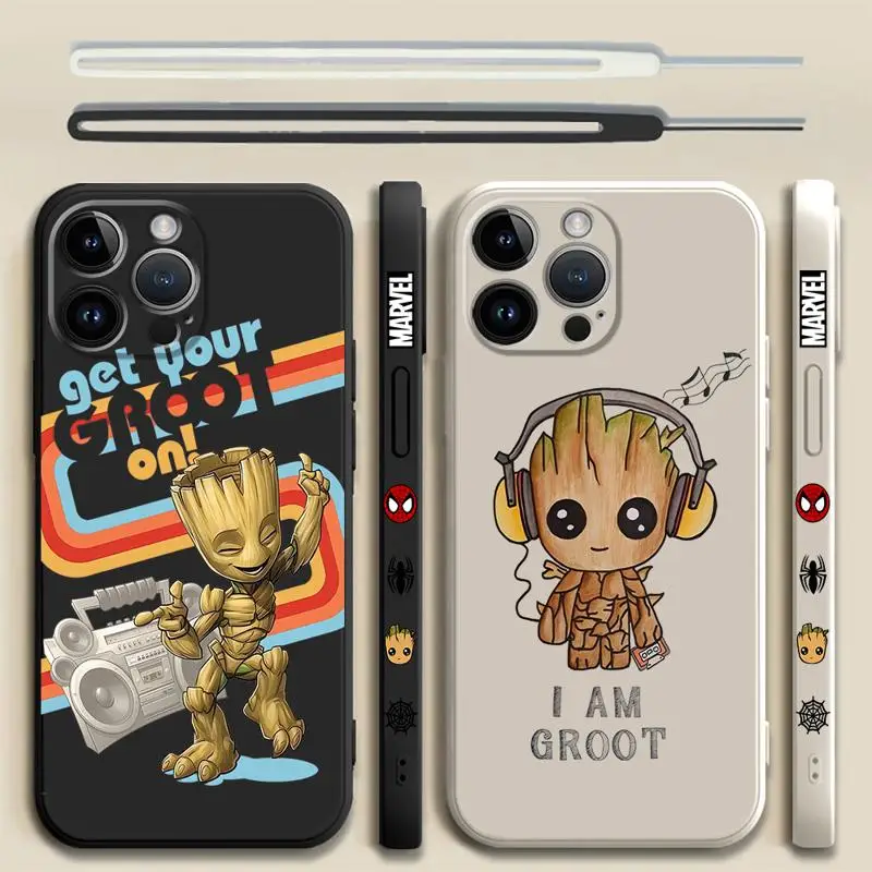 Groot Superhero Phone Case For Apple iPhone 11 15 13 14 Pro Max 12 Mini X XR XS Max 7 8 Soft Liquid Coque