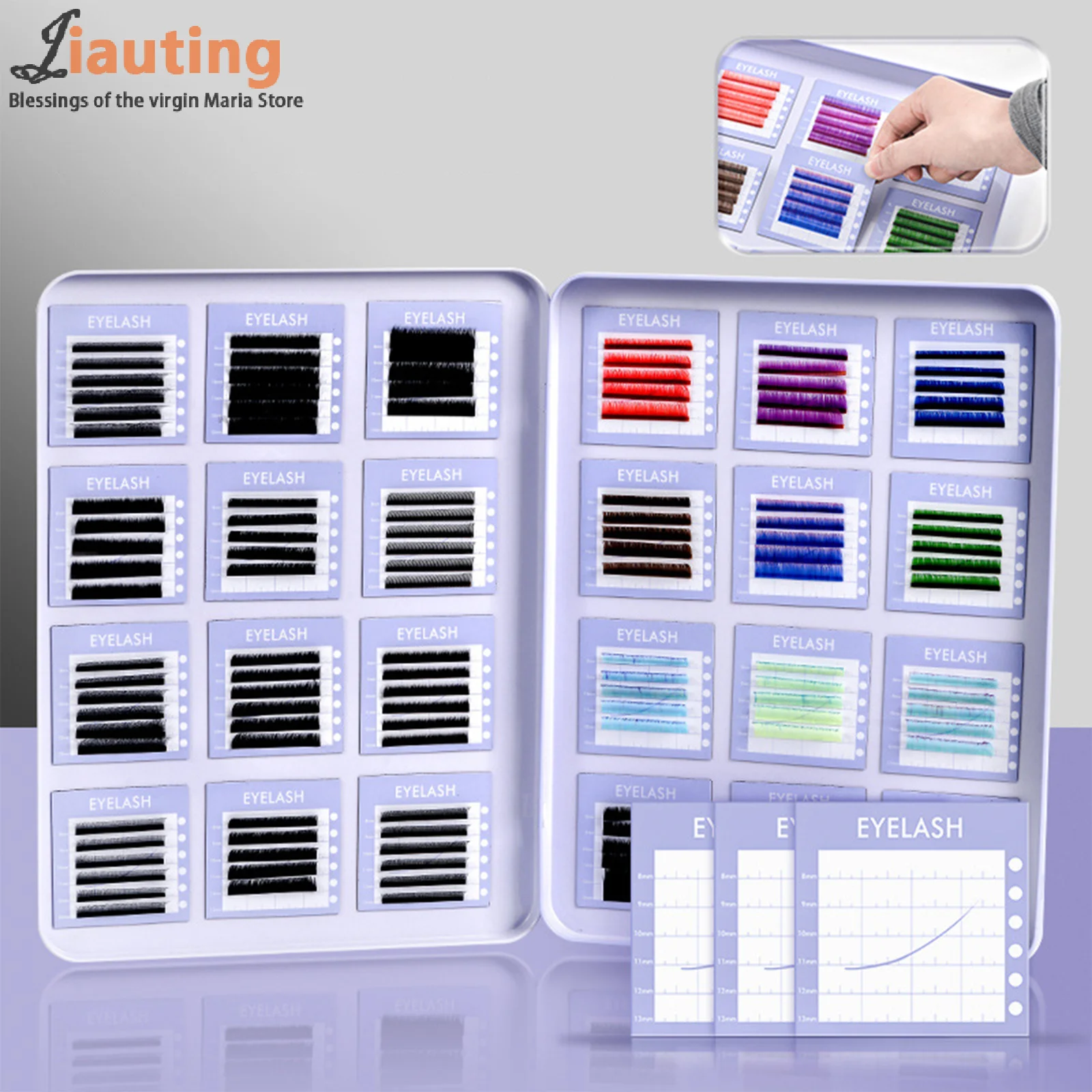 Empty Magnetic Fake Eyelash Storage Box With 24 Diskettes False Eyelash Holder Case Container Travel Pallet Lash Holder