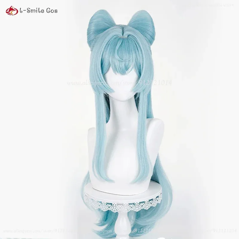 جينشين تأثير Yumemiruki Mizuki شعر مستعار تأثيري 78 سنتيمتر الباروكات مع ربطة القوس فيونكة مقاومة للحرارة الاصطناعية الشعر تأثيري أنيمي ازياء شعر مستعار