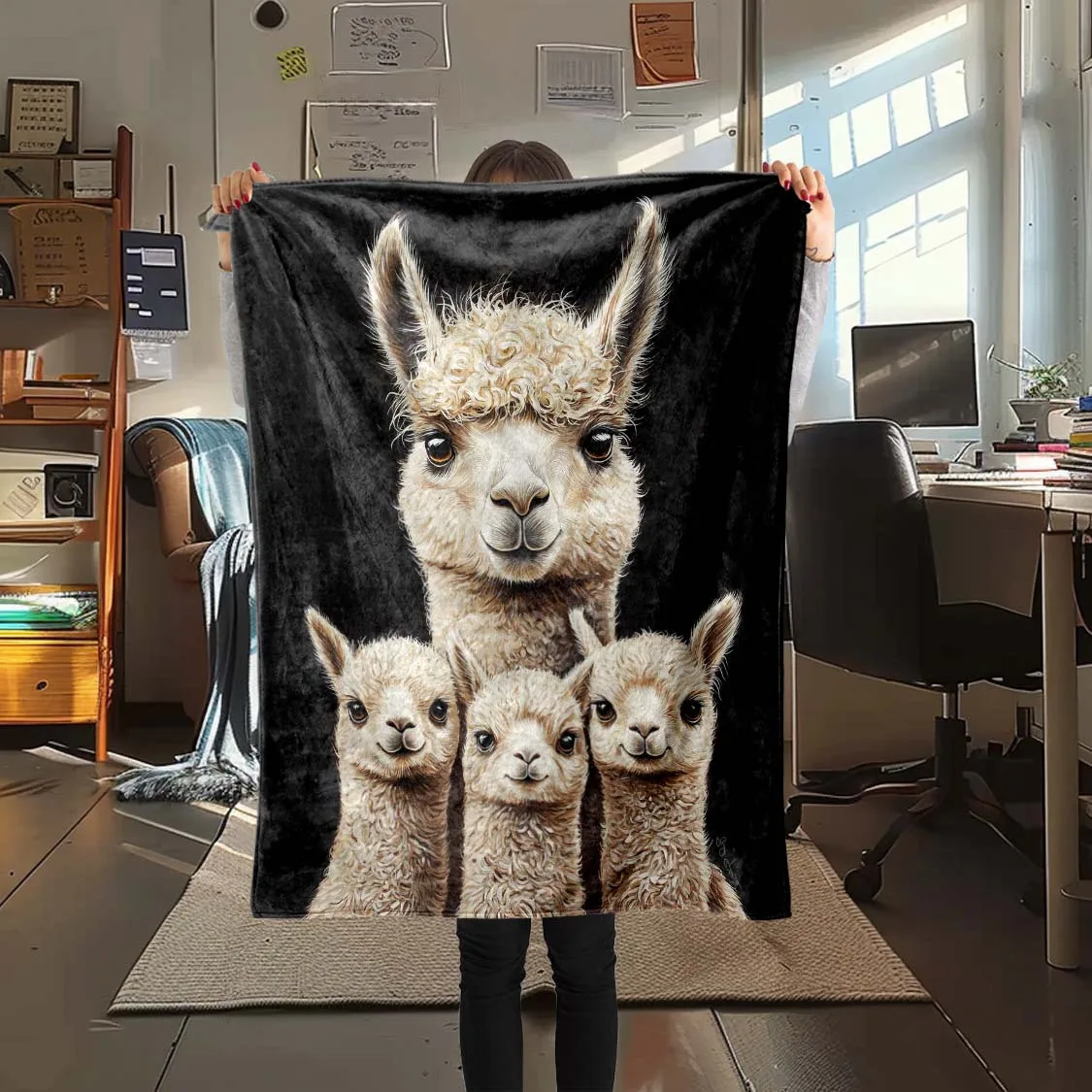Alpaca digital printing pattern seasonal car nap blanket home sofa blanket