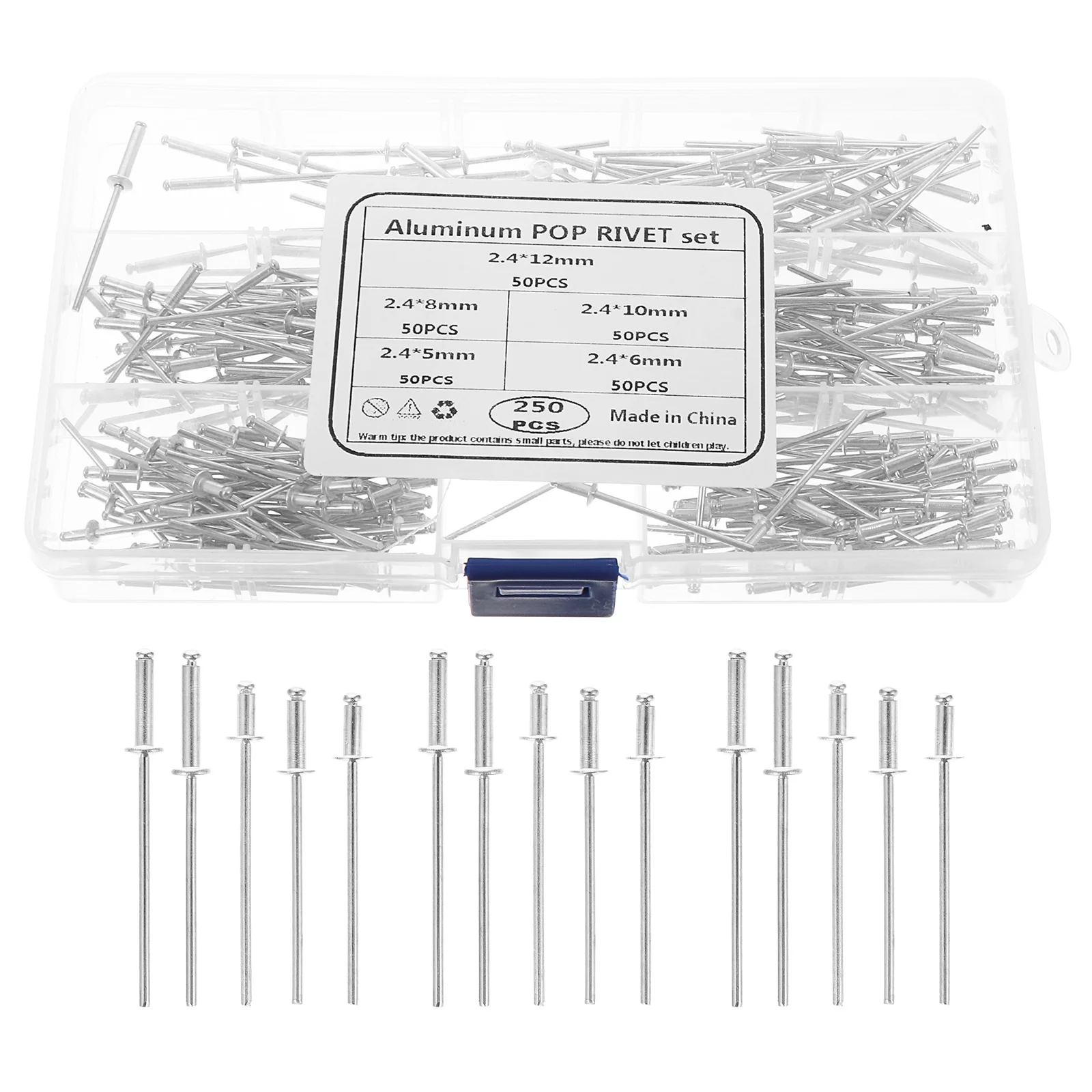 

250Pcs Aluminum Alloy Rivets Open End Round Rivets Nail for Secure Fastening High Strength Joint Easy Install Scratch Resistant
