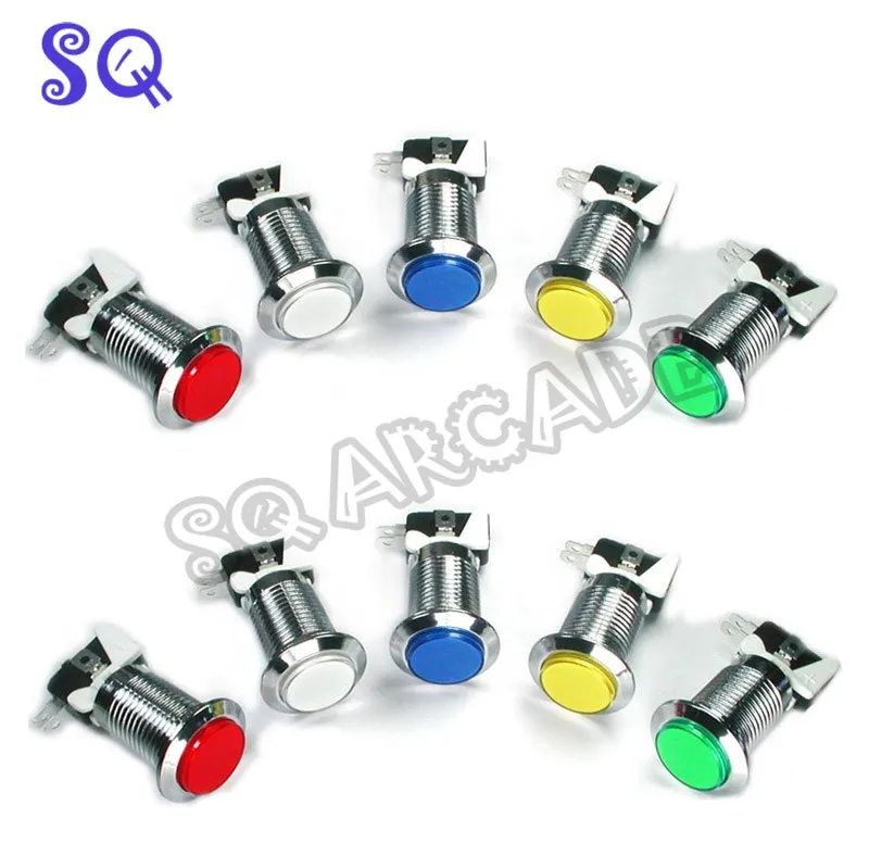 

10pcs/lot CHROME Plated illuminated arcade push button 12v LED Arcade Start Push Button with microswitch 50%off