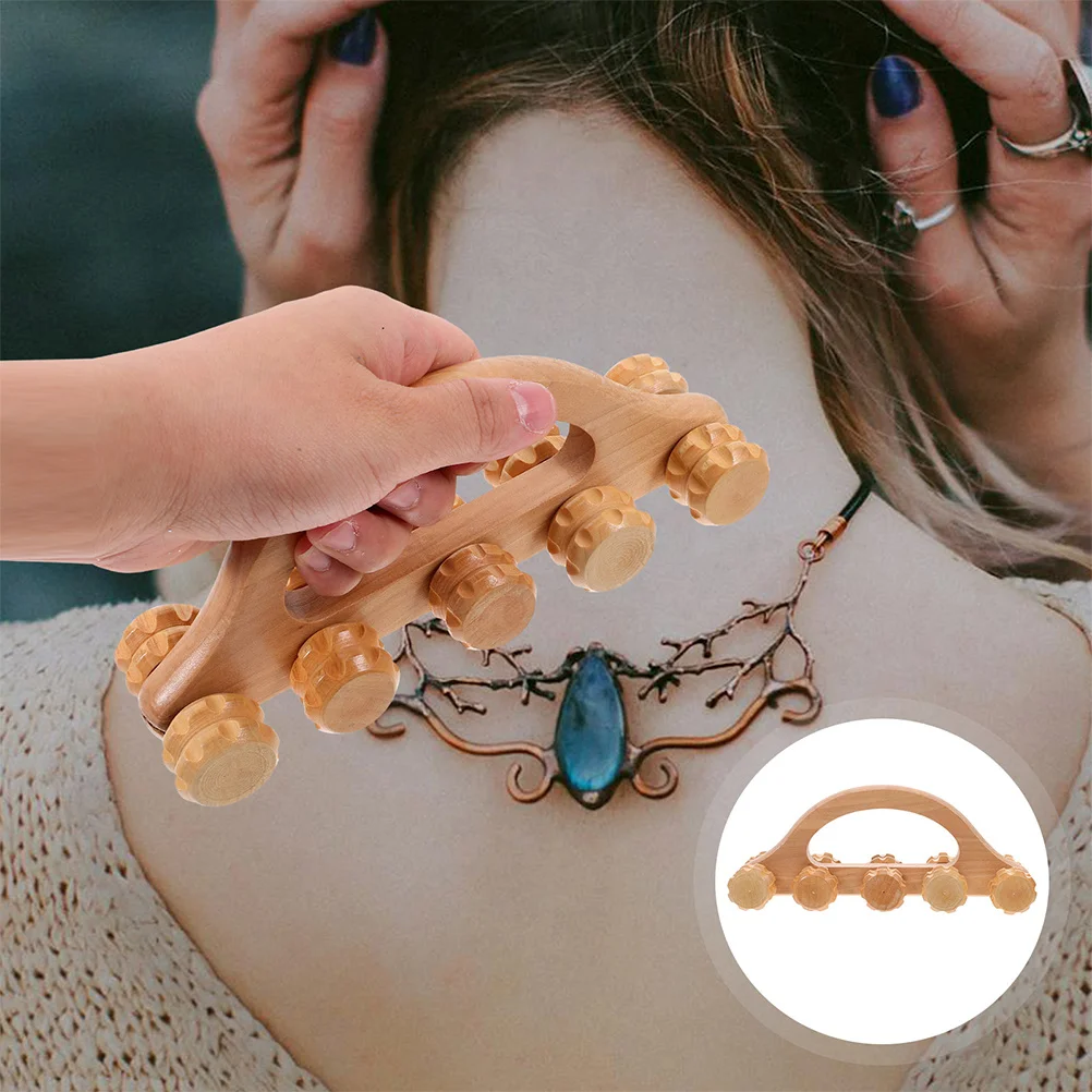 

2Pcs Handheld Wooden Neck Massage Roller Foot Leg Muscle Roller Portable Relaxation Massager Wood Foot Massager