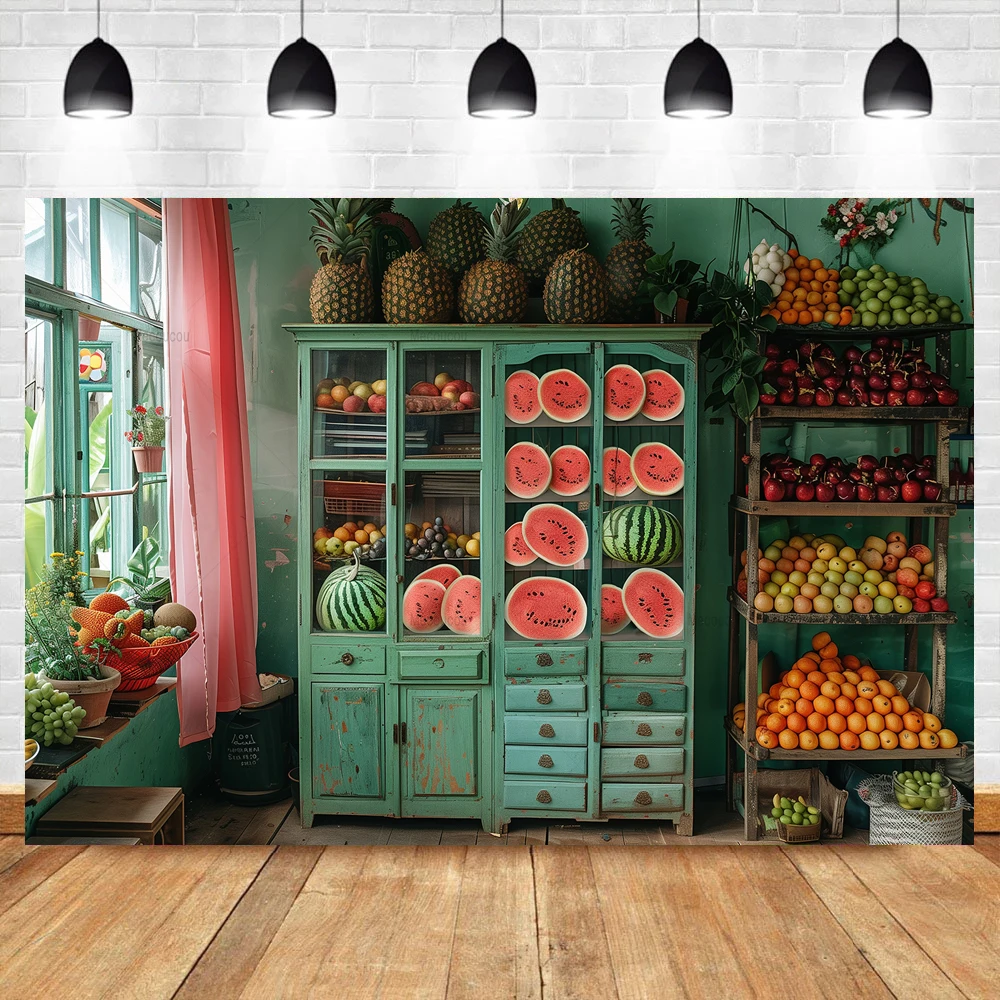 Summer Fruit Photography Backdrop Custom Watermelon Lemon Green Plant Background Child Birthday Party Photo Shoot Props banner