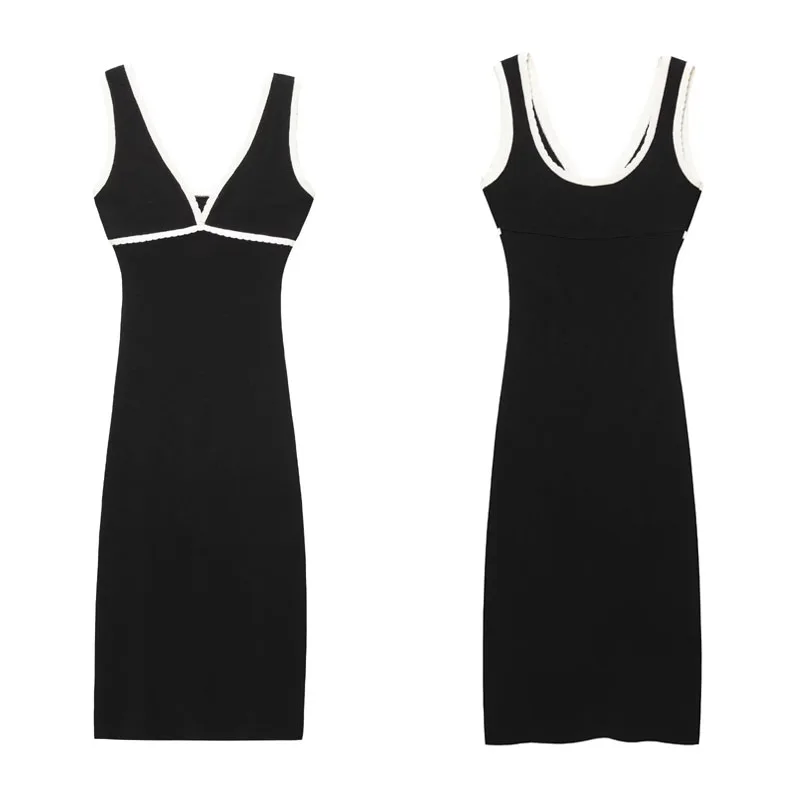 HXAO Women's Summer Sweaters Knit Short Black Dress Simple and Elegant Prom Dresses Women's Sexy Beachwear Summer Crochet Dress