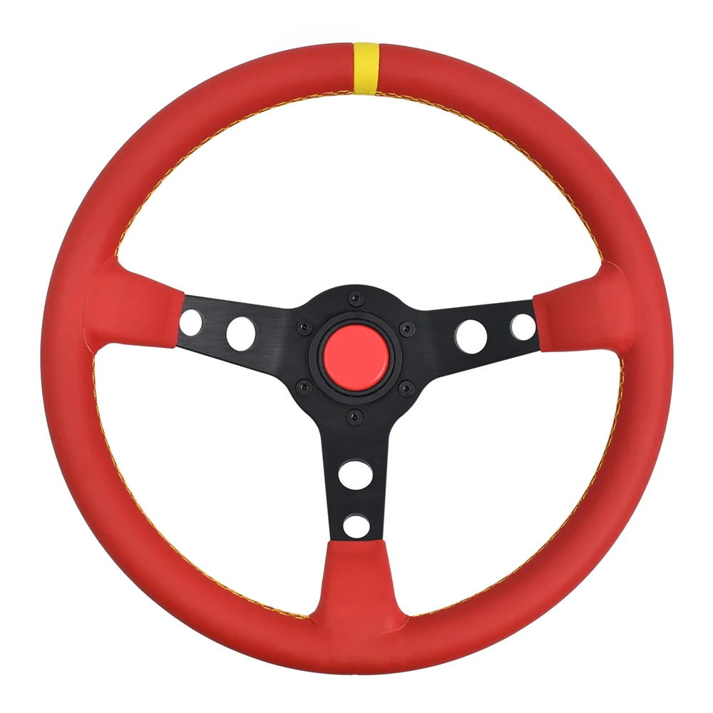 

330mm Universal Racing Steering wheels Deep Dish Leather Drifting Sport Steering Wheel With Multi-Color Connector