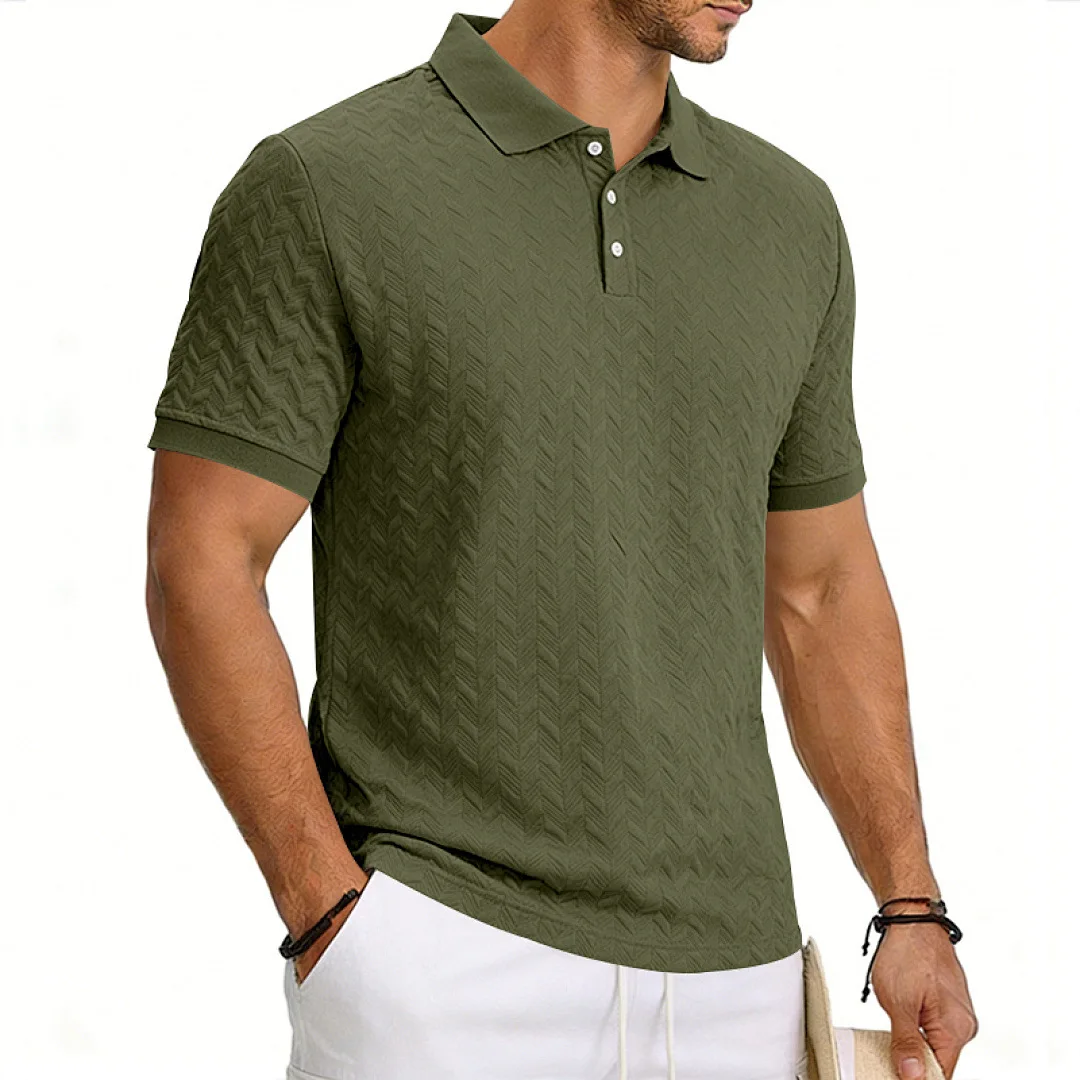 Grenzüberschreitendes Amazon American Heavy-Duty Polo-Shirt mit lockerem Texturmuster, einfarbig, Jacquard, lässig, schlicht, trendig, kurzärmelig – Detail 26
