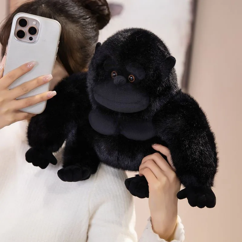 Black Gorilla Plush Toy Soft Stuffed Monkey Doll Cute Gorilla Pillow for Kids and Adults Creative Birthday Gift Home Decor Weird