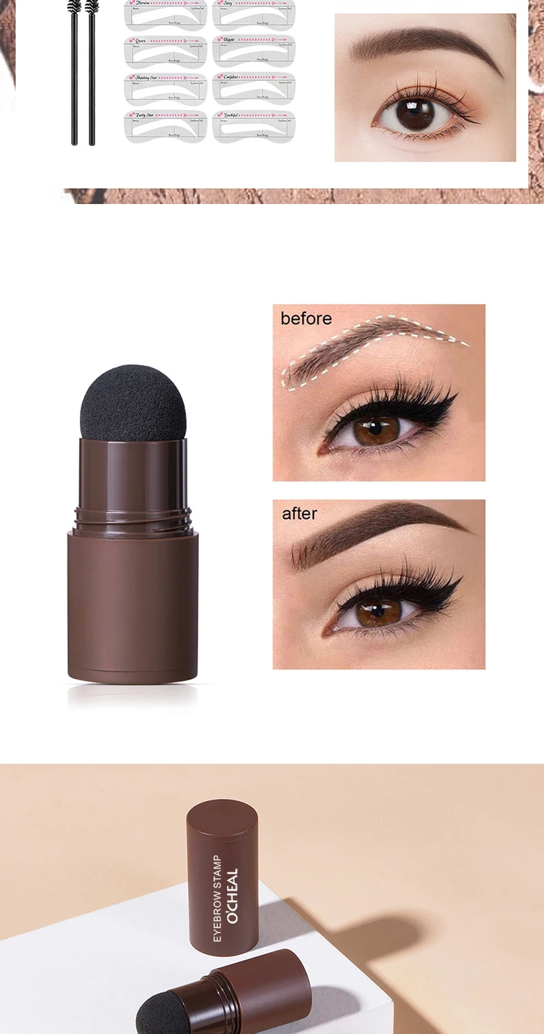 O'CHEAL One Step Augenbrauen-Stempel-Shaping-Set, Haar-Abdeckungspuder, Konturierungsstift, Haaransatz, Schattenpuder, Augenbrauenform, 10-teilig – Detail 7