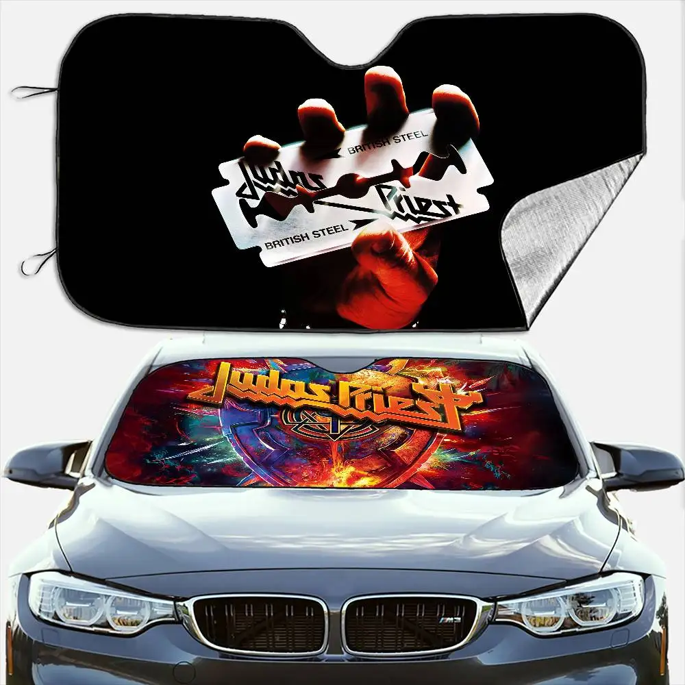 Band J-Judas P-Priest Painkiller Car SunShade Windshield Anti-UV Protection Front Shade Attachment Sun Visor Protective Cover