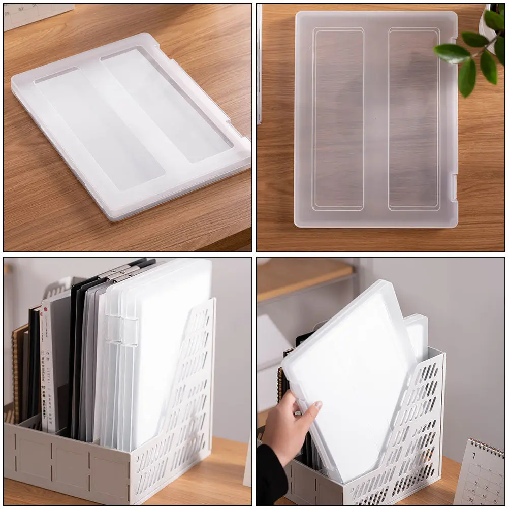 

1Pcs Transparent File Storage Box Sturdy Portable Document Organizer A4 Folder Paper File Holder for Office Home Desktop Use