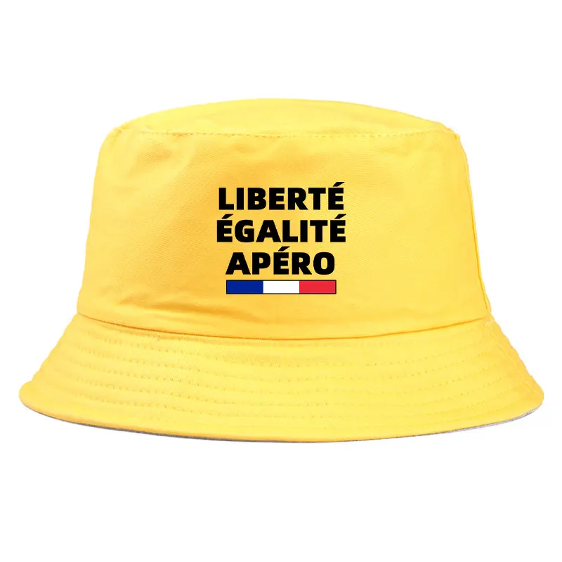 

Reversible Cotton Bucket Hat Liberté Égalité Apéro Print for Men Women Warm Fisherman Cap Chapeau Bob Fashionable Autumn Hat