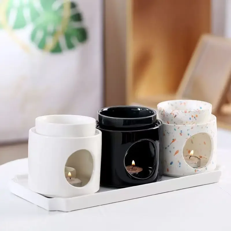 Detachable Ceramic Essential Oil Burners Waxes Melt Burner Warmer Tealight Candle Holder Home Tabletop Decoration Yoga Spa Gifts