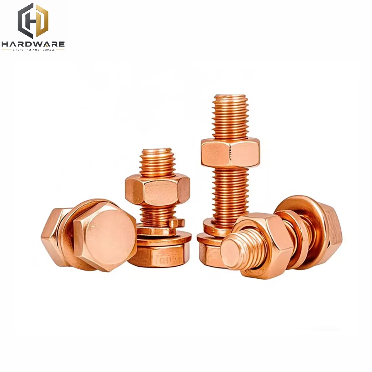 T2 Pure Copper External Hex Bolts Red Copper Conductive Screws Bolts Nuts Flat Washers Assortment Kit M3-m16