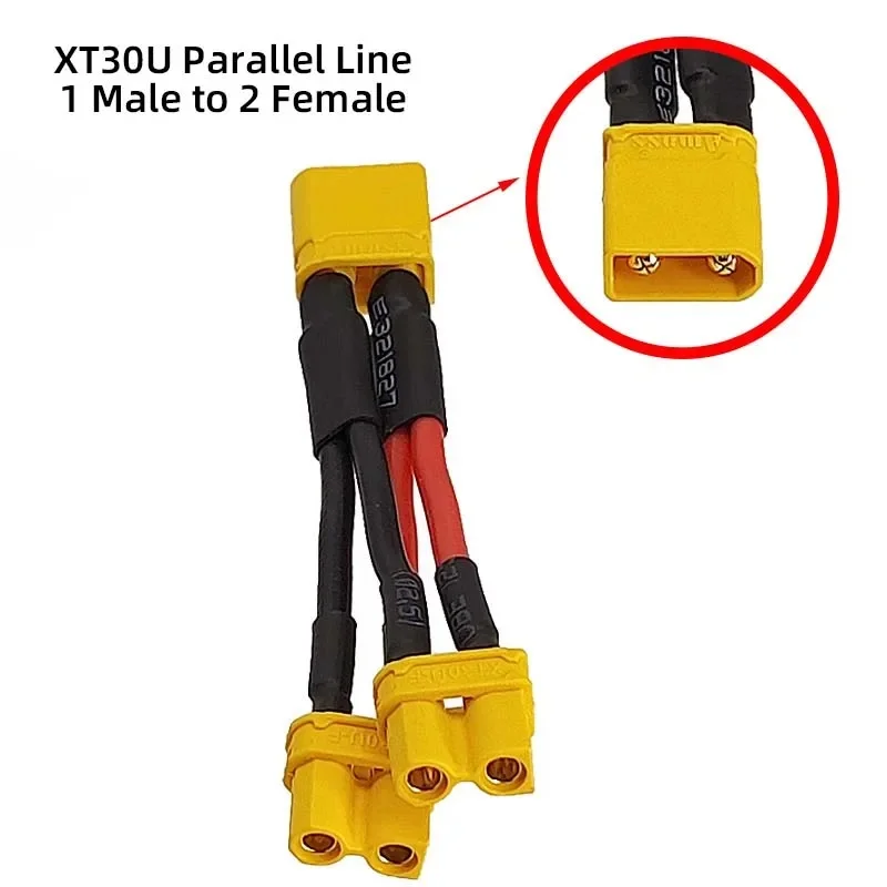 1PCS Amass XT30U 16AWG 10CM / 30CM Dual-Port Parallel Cable RC Model Lithium Battery Male-to-Female Power Connection Cable