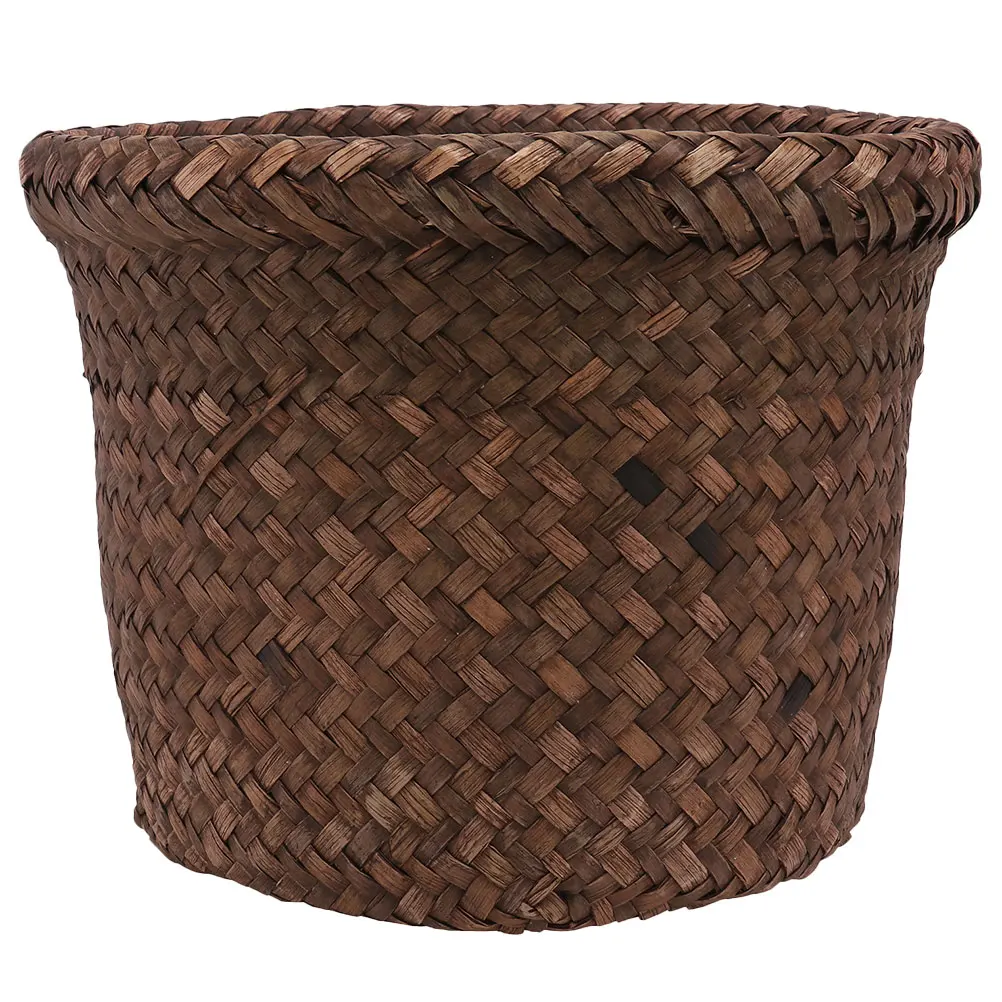 

Woven Storage Basket Grass Wicker Round Plant Rattan Planter Pot Seaweed Decorative Baskets Travel Small Seagrass
