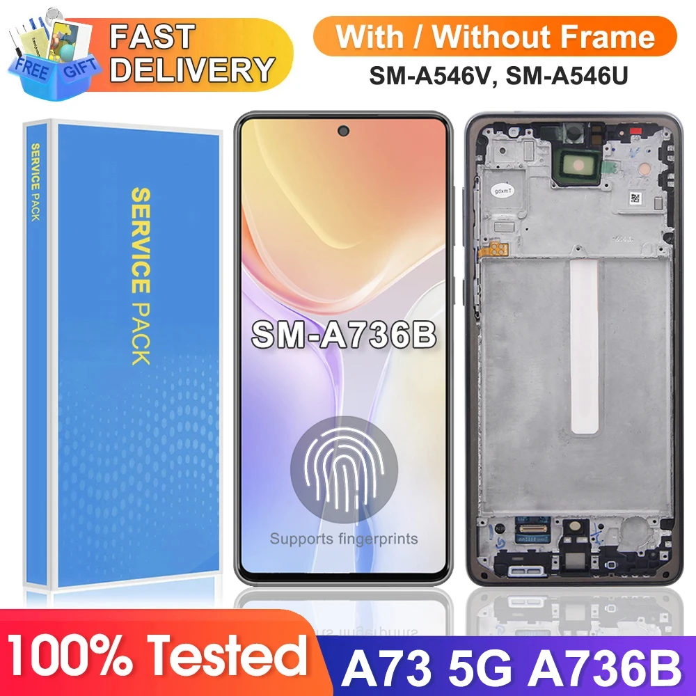 Super AMOLED Screen for Samsung Galaxy A73 5G A736B A736B/DS Lcd Display Digital Touch Screen With Frame for Samsung A73 5G