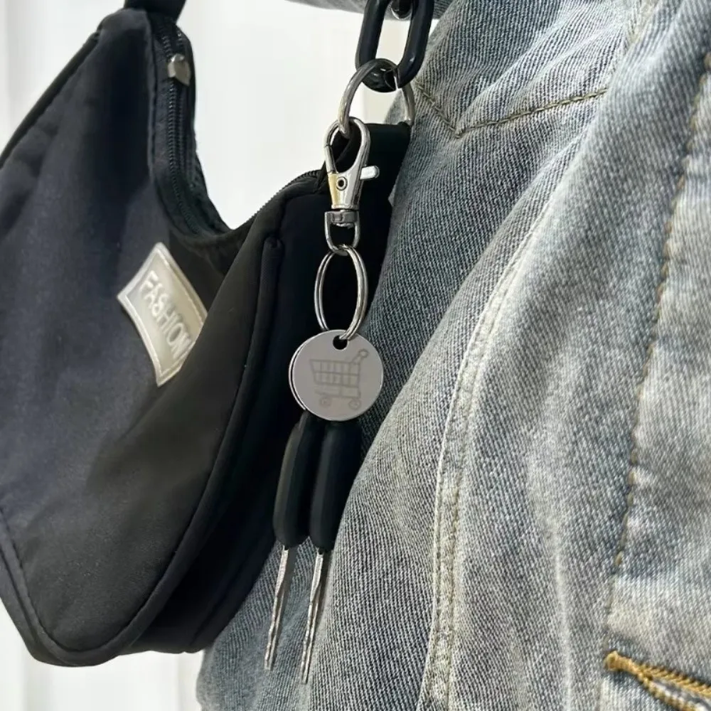 Durable Mini Cart Key Key Chain Metal Portable Shopping Cart Token Removable Trolley Keychain Cart Accessory