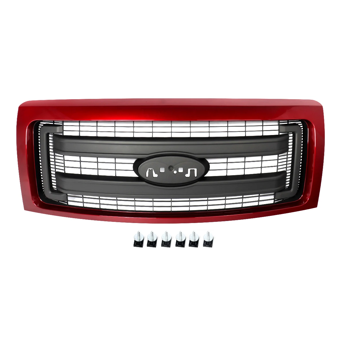 RR Ruby Red Front Grills For Ford F150 F-150 XL XLT 2009-2014 Car Front Bumper Upper Grille Front Hood Mesh Grille Racing Grills