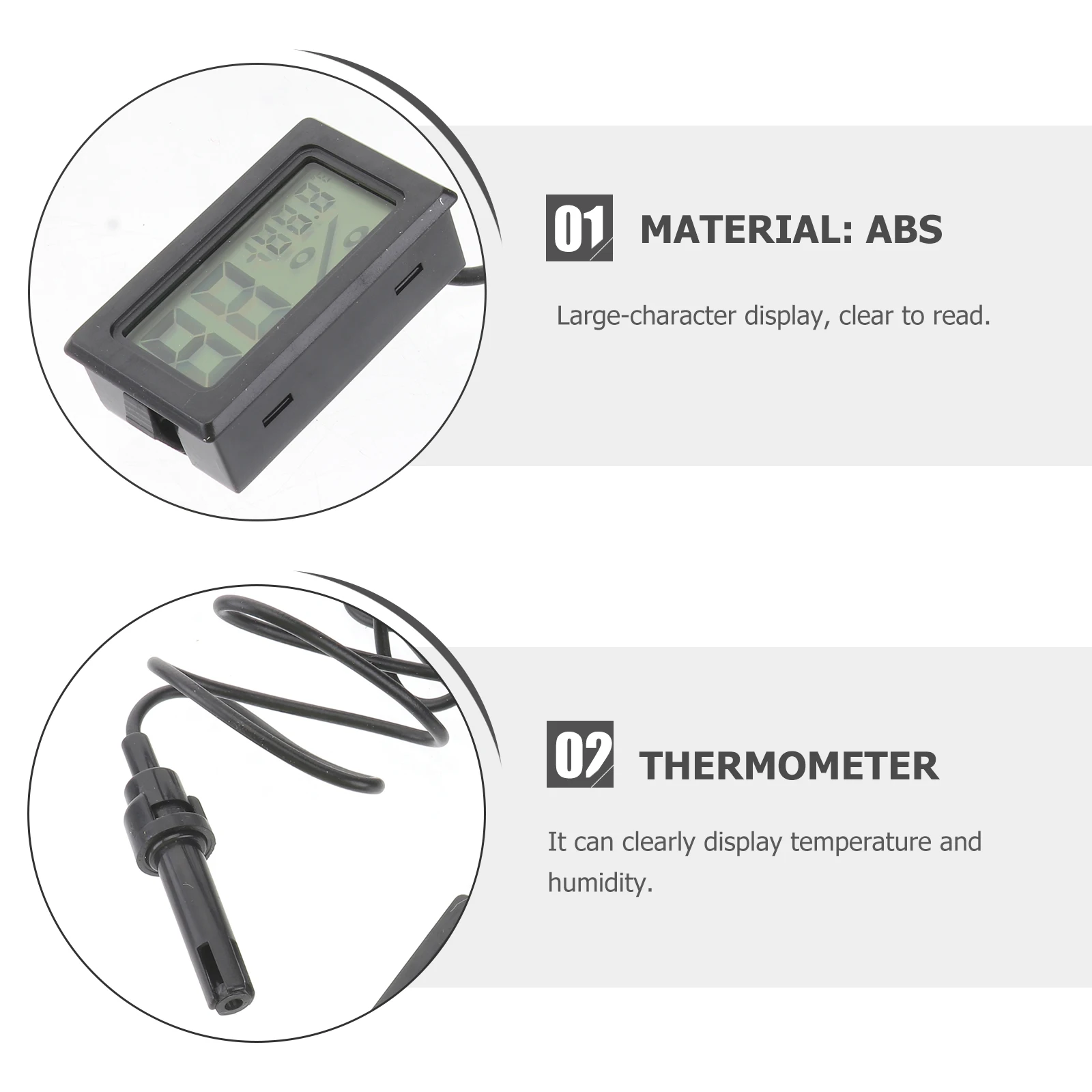 

2pcs Digital Hygrometer Thermometer Lcd Temperature Humidity Meter Large Display Low Power High Accuracy Durable Abs Material