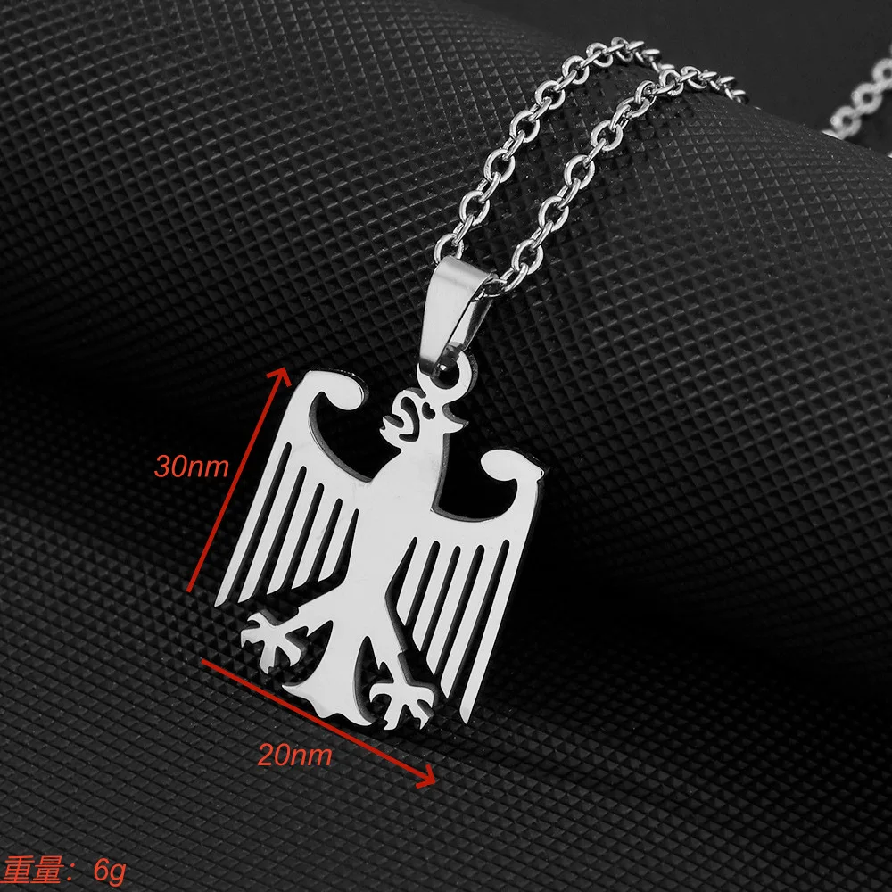 عبر الحدود نمط جديد مخصص الفولاذ المقاوم للصدأ الألمانية النسر الشعار الوطني زوجين قلادة قلادة سترة سلسلة
