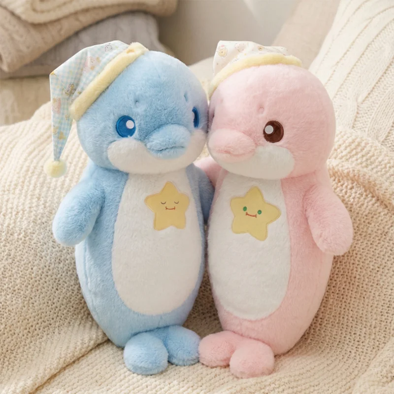 60 cm Notte stellata Piccolo delfino Peluche Blu Rosa Coppia Colori Delfino Cuscino di tiro Morbido Peluche Bambola Regalo per bambini