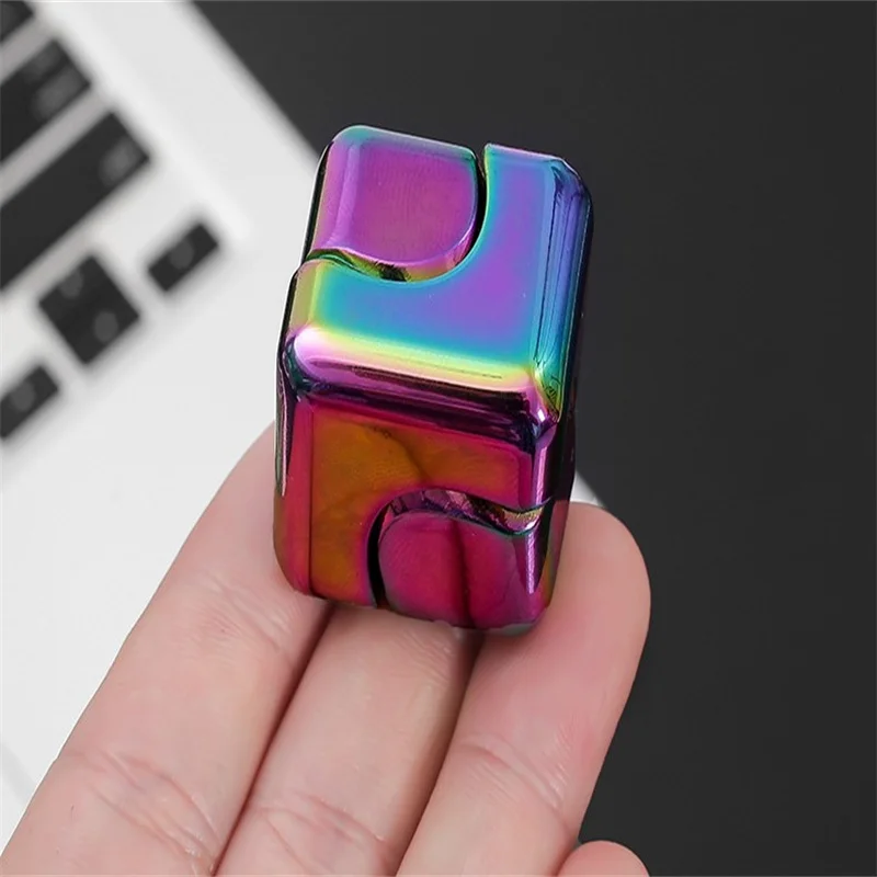 

Colorful Metal Cube Fingertip Spinner Decompression Spinning Tops Anti-Anxiety Toys Hand Metal Spinner Desk Adult Gyroscope Toys