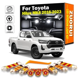 8Pcs For Toyota Hilux MK8 2016 2017 2018 2019 2020 2021 2022 2023 Car LED Interior Map Dome Trunk Light Kit Number Plate Bulbs