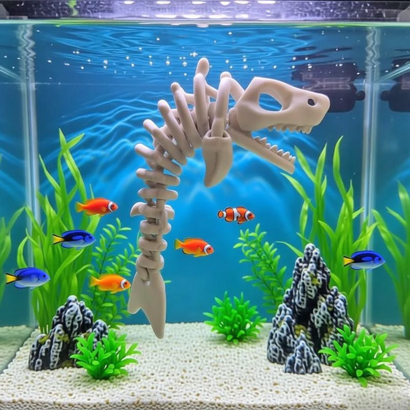 17cm Shark Skeleton In Water Aquarium Decoration Aquarium Decor Themed Ornament Creative Landscaping Aquarium Accessories