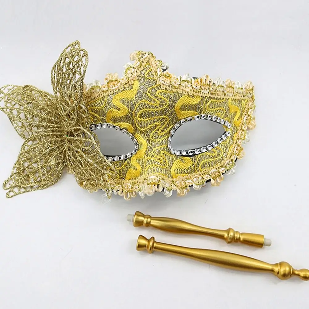 Venetian Party Handheld Masquerade Masks Carnival Party Stick Side Butterfly Half Face Mask Festival Costume Party